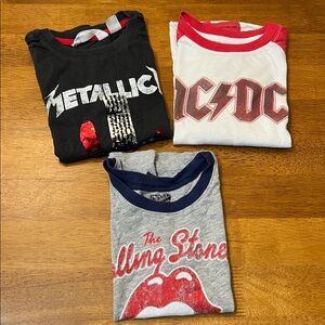 ROCK & ROLL T-Shirts Kids Metalica- AC/DC- The Rolling Stone shirt Size 4-5T